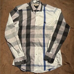 Burberry Brit Men's Small Checkered Shirt - Black, Gray, Blue